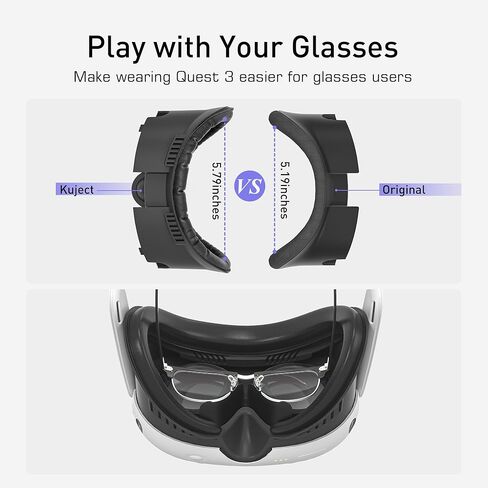 Kuject Desgin توسيع واجهة الوجه لـ Quest 3، وسادة غطاء للوجه تدور الهواء مع وسادة أنف تحجب الضوء وغطاء عدسة، وسادة إسفنجية من البولي يوريثان مقاومة للعرق، ملحقات الواقع الافتراضي لـ Quest 3 in Kuwait