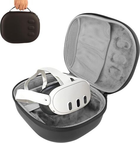 حقيبة حمل WEILE متوافقة مع سماعة الرأس Meta Quest 3 VR وأجهزة التحكم في الألعاب وملحقاتها، وغطاء تخزين واقٍ مضاد للخدش ومضاد للخدش (أسود) in Kuwait