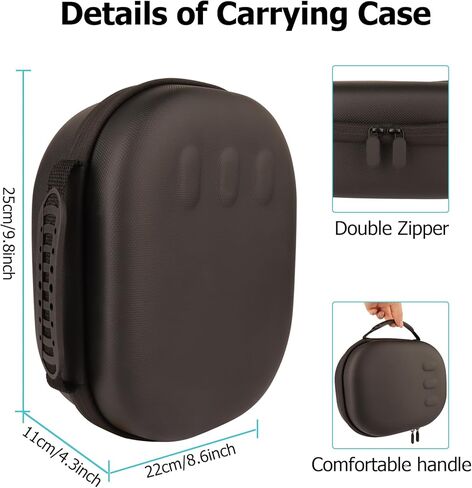 حقيبة حمل WEILE متوافقة مع سماعة الرأس Meta Quest 3 VR وأجهزة التحكم في الألعاب وملحقاتها، وغطاء تخزين واقٍ مضاد للخدش ومضاد للخدش (أسود) in Kuwait