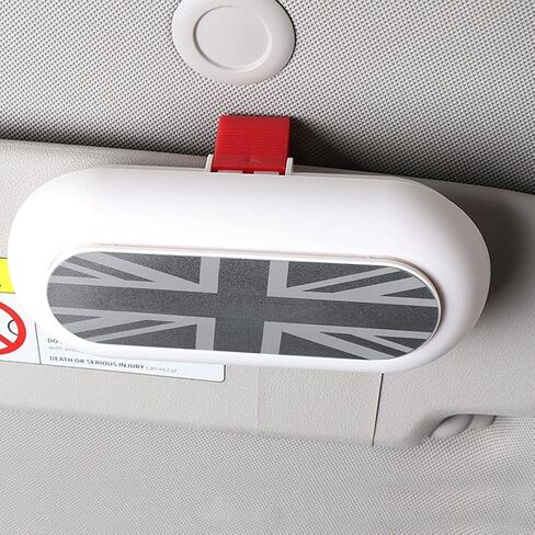 Union Jack for Mini Cooper Universal Multifunction Car Interior Sun Visor Sunglasses Case Storage Bill Clip Eyewear Hard Shell Box Holder Organizer (Black) in Saudi Arabia