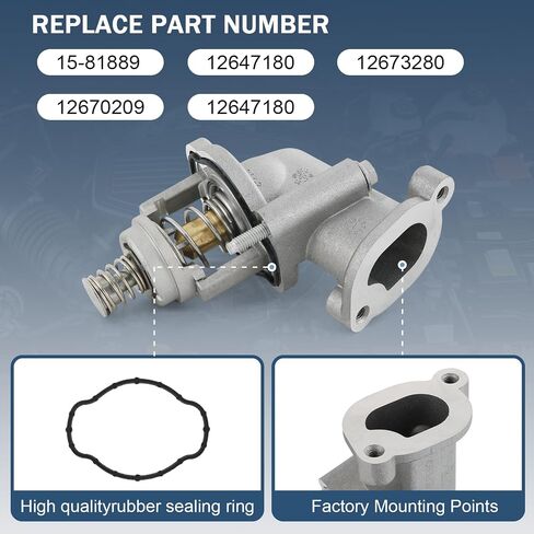 Engine Coolant Thermostat and Housing Assembly Replacement for Cadillac CTS ATS CT5 CT6 2016-2020, Chevy Camaro Colorado 2016-2022, GMC Canyon 2017-2022, Replace 15-81889 in Saudi Arabia