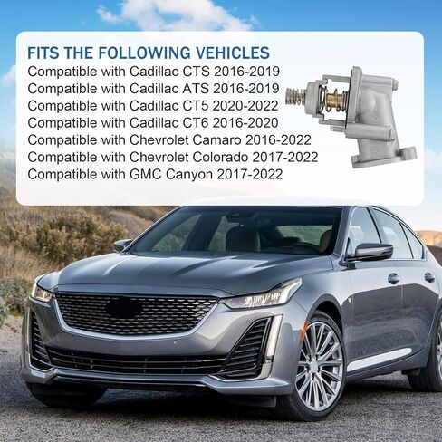 Engine Coolant Thermostat and Housing Assembly Replacement for Cadillac CTS ATS CT5 CT6 2016-2020, Chevy Camaro Colorado 2016-2022, GMC Canyon 2017-2022, Replace 15-81889 in Saudi Arabia