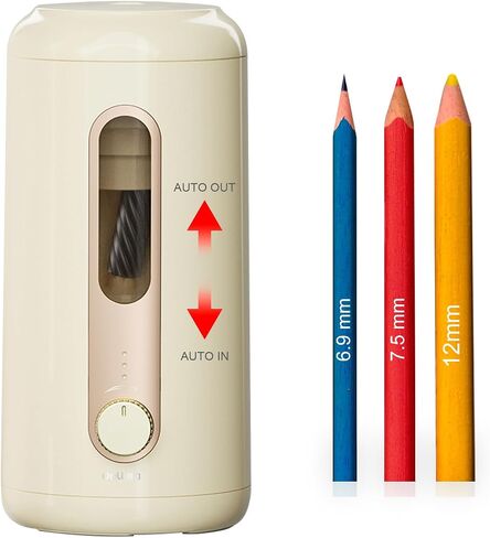 deli Rechargeable Electric Pencil Sharpener, Fully Automatic Pencil Sharpener for 6.9-12 mm Colored Pencils Sharpener Auto Stop for Home Office(Beige) in Saudi Arabia