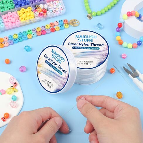 حزمة من 4 أسلاك صيد شفافة 400 متر (0.45 مم × 100 م × 4 بكرة)، مع إبرتين، 1 خط صيد مقص، سلك تعليق شفاف غير مرئي، خيط نايلون قوي لتزيين الحرف البالونية المعلقة in Kuwait