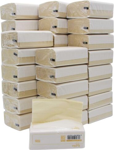 DrDirt Bamboo Tissues 3-Ply - 110 Count, Bamboo Facial Tissue Cube Bag 4 Pack with Wall-Mounted Dispenser - Eco-Friendly, Perfect for Bathroom & Kitchen in Saudi Arabia