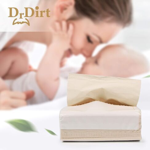DrDirt Bamboo Tissues 3-Ply - 110 Count, Bamboo Facial Tissue Cube Bag 4 Pack with Wall-Mounted Dispenser - Eco-Friendly, Perfect for Bathroom & Kitchen in Saudi Arabia