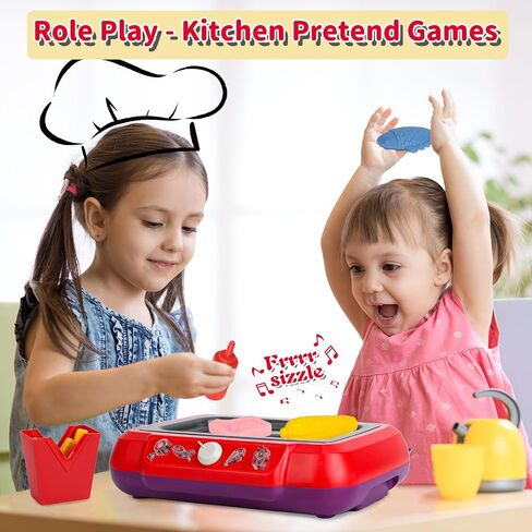 Kids Play Kitchen Accessories Toy Set, Toddler Kitchen Cooking Toys, Grill Kitchen Playset for Kids with Color Changing Play Food, Kids Camping Kitchen Playset Christmas Birthday Gifts Toys for Age 3+ in Saudi Arabia