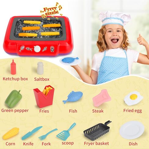 Kids Play Kitchen Accessories Toy Set, Toddler Kitchen Cooking Toys, Grill Kitchen Playset for Kids with Color Changing Play Food, Kids Camping Kitchen Playset Christmas Birthday Gifts Toys for Age 3+ in Saudi Arabia