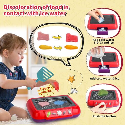 Kids Play Kitchen Accessories Toy Set, Toddler Kitchen Cooking Toys, Grill Kitchen Playset for Kids with Color Changing Play Food, Kids Camping Kitchen Playset Christmas Birthday Gifts Toys for Age 3+ in Saudi Arabia