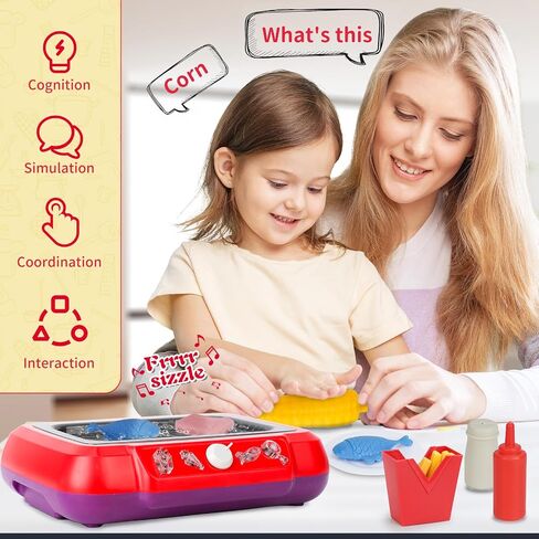 Kids Play Kitchen Accessories Toy Set, Toddler Kitchen Cooking Toys, Grill Kitchen Playset for Kids with Color Changing Play Food, Kids Camping Kitchen Playset Christmas Birthday Gifts Toys for Age 3+ in Saudi Arabia