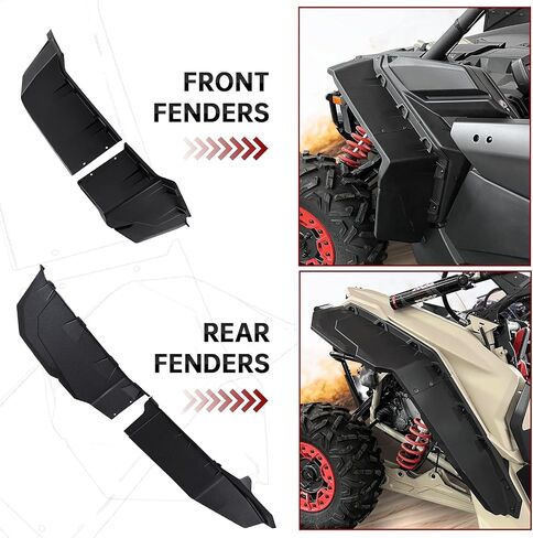 طقم مشاعل أمامية XXL ممتدة تحديث واقيات اللوحات الطينية الأوسع المتوافقة مع Can Am Maverick X3 /Max جميع موديلات 2017-2023 ملحقات التجميع الخارجية (2 قطعة) in Saudi Arabia