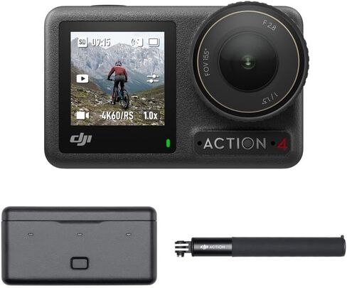 مجموعة كاميرا DJI Osmo Action 4 Adventure Combo، حزمة مع مجموعة ملحقات Froggi Extreme Sport وبطاقة ذاكرة microSDXC سعة 64 جيجابايت in Kuwait