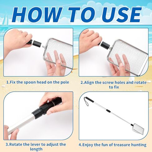 قطعتان من منخل أسنان القرش من مارفوريفر، منخل رمال الشاطئ، مغرفة رملية، مغرفة للشاطئ، أداة غربلة مجرفة لالتقاط الأصداف، تمشيط الشاطئ وصيد الصخور in Kuwait