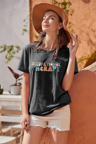 الصحة العقلية - قميص الوعي العلاج المهني: قمصان النساء مضحك المعالجين الهدايا تي شيرت التمريض البدني تي شيرت رمادي in Kuwait