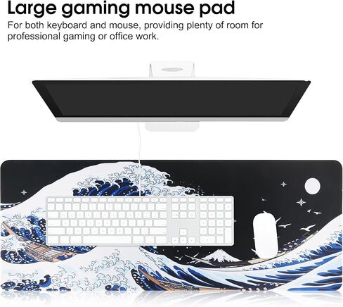 Gaming Mouse Pad Extra Large Computer Keyboard Mouse Mat Desk Pad Soft Smooth Surface and Anti-Slip Rubber Base Soft Cloth XXL Mouse Pad 800 x 300 x 3 MM(SOM003) BK in Saudi Arabia