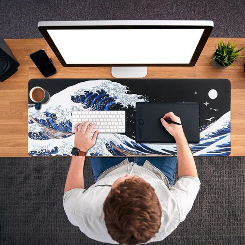 Gaming Mouse Pad Extra Large Computer Keyboard Mouse Mat Desk Pad Soft Smooth Surface and Anti-Slip Rubber Base Soft Cloth XXL Mouse Pad 800 x 300 x 3 MM(SOM003) BK in Saudi Arabia