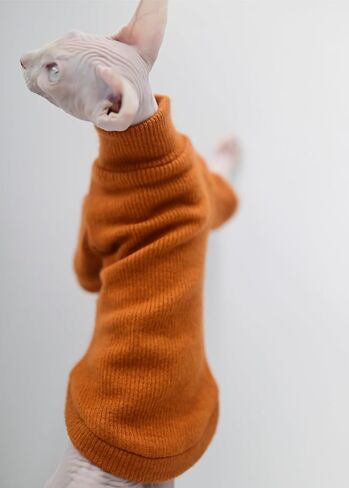 Elegant Warm DUOMASUMI Sphynx Cat Sweater Fashion Kitty Hairless Cat Clothing Comfort Winter Dress for Sphynx Cat (S) in Saudi Arabia