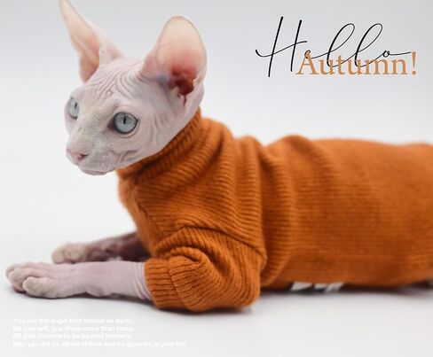 Elegant Warm DUOMASUMI Sphynx Cat Sweater Fashion Kitty Hairless Cat Clothing Comfort Winter Dress for Sphynx Cat (S) in Saudi Arabia