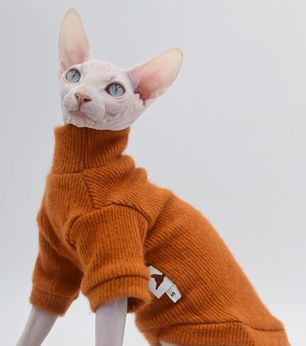Elegant Warm DUOMASUMI Sphynx Cat Sweater Fashion Kitty Hairless Cat Clothing Comfort Winter Dress for Sphynx Cat (S) in Saudi Arabia