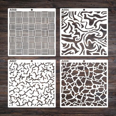 16Pcs Wall Texture Stencils Plastic Mixed Media Stencils Geometric Painting Stencils Reusable Art Stencils DIY Crafts Drawing Template for Card Scrapbooking Painting on Wood Wall Floor Canvas Decor in Kuwait