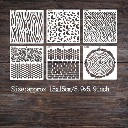 16Pcs Wall Texture Stencils Plastic Mixed Media Stencils Geometric Painting Stencils Reusable Art Stencils DIY Crafts Drawing Template for Card Scrapbooking Painting on Wood Wall Floor Canvas Decor in Kuwait