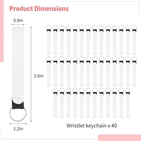 40 Pieces Sublimation Blanks Wristlet Keychain DIY Blank Wrist Lanyard - Heat Press Transfer Neoprene Sublimation Lanyard Blank in Saudi Arabia