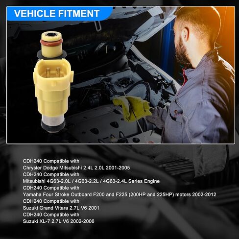 HiSport 4pcs CDH240 FI0044 4 Holes Fuel Injectors Sets Comptible With Dodge Stratus 2001-2005, Mitsubishi Eclipse 2000-2005, Mitsubishi Galant 1999-2003, Mitsubishi Lancer 2002-2003 in Saudi Arabia
