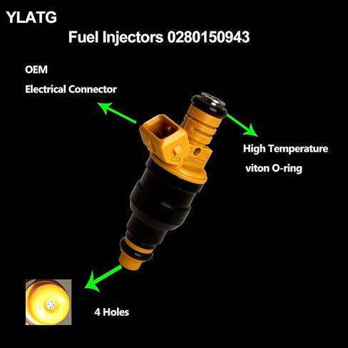 حاقن الوقود لفورد E-150/ E-250/ E-350/ F-150/ F-250/ برونكو/رحلة/رحلة/كراون فيكتوريا/موستانج، لينكولن نافيجيتور/تاون كار 1991-1994، لميركوري جراند ماركيز، V8 0280150943 in Kuwait