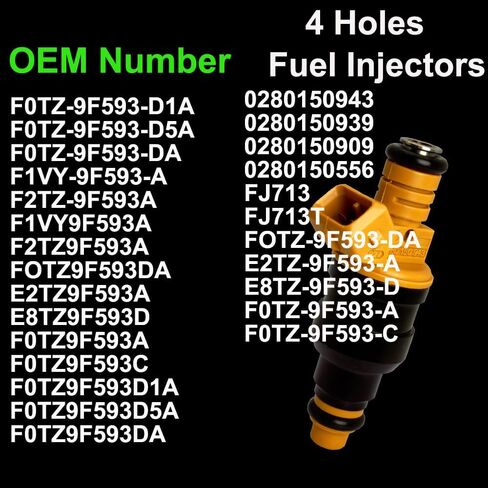 حاقن الوقود لفورد E-150/ E-250/ E-350/ F-150/ F-250/ برونكو/رحلة/رحلة/كراون فيكتوريا/موستانج، لينكولن نافيجيتور/تاون كار 1991-1994، لميركوري جراند ماركيز، V8 0280150943 in Kuwait