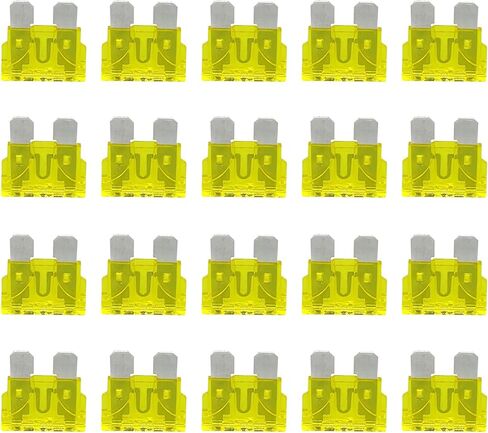 20pcs 25A Standard Car Fuses Blade Fuse, 25 AMP Automotive Fuses(ATO/APR/ATS), 32V (12/24V) Blade Fuse, Automotive Fuses for RV, AUTO，Truck, Boat, SUV (25 AMP/32V) in Saudi Arabia