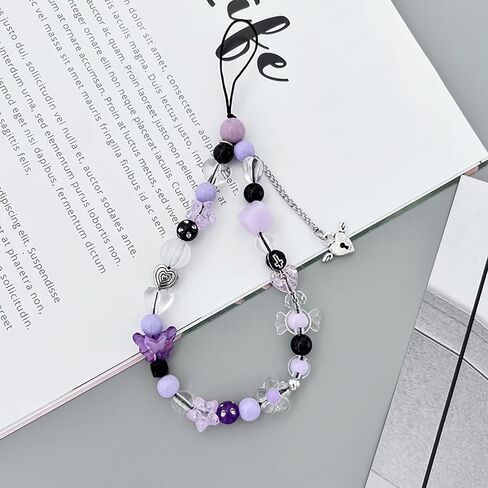 Cell Phone Charms Strap Y2K Purple Cool Phone Chain with Butterfly Phone Lanyard String For Fashion Lover Y2k Phone Charms Decor in Kuwait