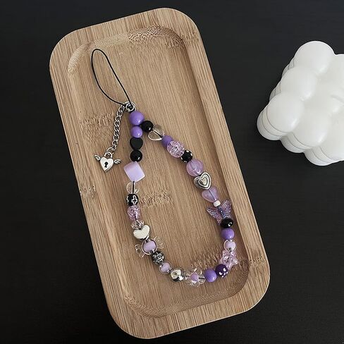 Cell Phone Charms Strap Y2K Purple Cool Phone Chain with Butterfly Phone Lanyard String For Fashion Lover Y2k Phone Charms Decor in Kuwait