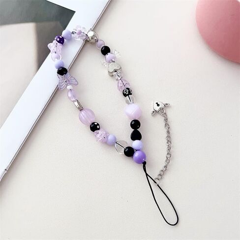 Cell Phone Charms Strap Y2K Purple Cool Phone Chain with Butterfly Phone Lanyard String For Fashion Lover Y2k Phone Charms Decor in Kuwait