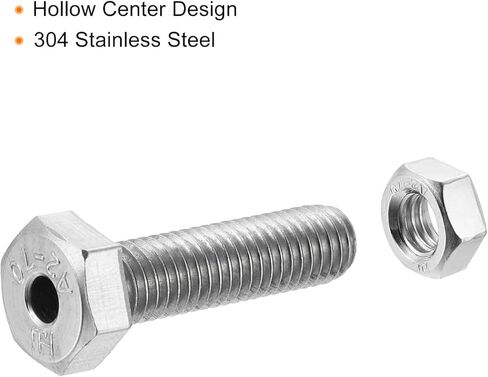 مسامير مجوفة MECCANIXITY M8x25mm مثبتات سداسية خارجية مع صواميل، 304 عبوة من الفولاذ المقاوم للصدأ مكونة من 5 قطع in Kuwait