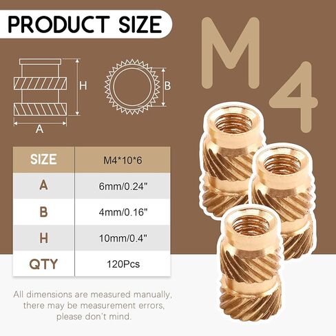 60Pcs M2x3x3.5mm Brass Nuts Embedment Nut Thread Brass Knurled Nuts Threaded Heat Set Insert Nuts Hydraulic Welded Joint Injection Molding for 3D Printing Injection Molding in Saudi Arabia