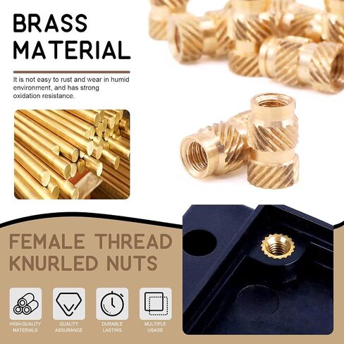 60Pcs M2x3x3.5mm Brass Nuts Embedment Nut Thread Brass Knurled Nuts Threaded Heat Set Insert Nuts Hydraulic Welded Joint Injection Molding for 3D Printing Injection Molding in Saudi Arabia