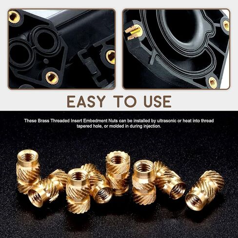 60Pcs M2x3x3.5mm Brass Nuts Embedment Nut Thread Brass Knurled Nuts Threaded Heat Set Insert Nuts Hydraulic Welded Joint Injection Molding for 3D Printing Injection Molding in Saudi Arabia