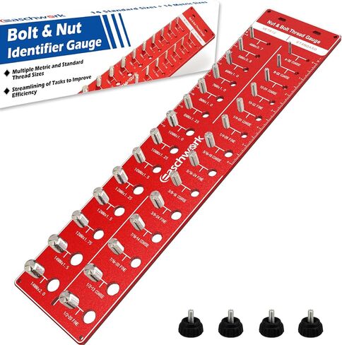 فاحص الخيط، مقياس خيط الصواميل والمسمار، حجم المسمار ومقياس الخيط مع 14 مقياسًا قياسيًا و14 متريًا، مقياس معرف المسمار والصمولة للتعليق in Kuwait