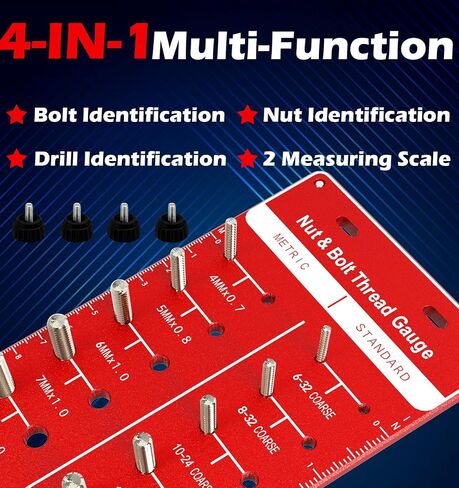 فاحص الخيط، مقياس خيط الصواميل والمسمار، حجم المسمار ومقياس الخيط مع 14 مقياسًا قياسيًا و14 متريًا، مقياس معرف المسمار والصمولة للتعليق in Kuwait