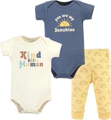 Hudson Baby unisex-baby Unisex Baby Cotton Bodysuit and Pant Set, Kind Human, 6-9 Months in Saudi Arabia