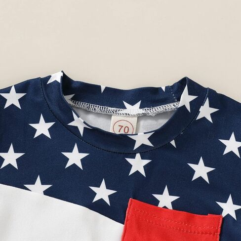 HAPPYMA 4th of July Toddler Baby Boy Clothes Independence Day Summer American Flag T-shirt 2Pcs Set in Saudi Arabia