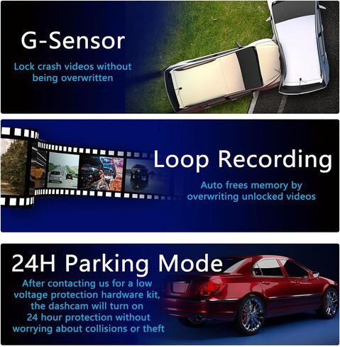 Dash Cam Front and Rear, 4K 1080p Dash Camera, Built-in Wi-Fi, Dual Channel Car Camera with Night Vision, G-Sensor, Loop Recording, WDR, 1.29" IPS Screen, 24H Parking Mode in Saudi Arabia