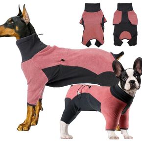 Dog Winter Coat Soft Warm Fleece Pullover Pajamas for Small Medium Large Dogs, Windproof Dog Cold Weather Jacket Full Body Onesie, Dog High Collar Jumpsuit Outfit Clothes Apparel for Walking Hiking, S