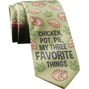Crazy Dog T-Shirts Chicken Pot Pie My Three Favorite Things Necktie Funny Neckties for Men Weed Tie Mens Novelty Neckties