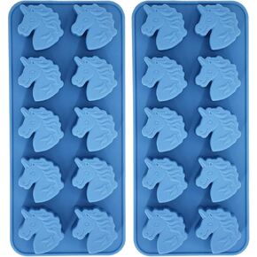 2-Pack Unicorn Head Silicone Tray Mold for Chocolate Hard Candy Ice Cube Jello Mini Soap Bath Bomb Cake Baking Resin Crayon