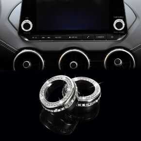 TOMALL Bling Center Console Cover Compatible with Nissan Sentra 2020-2023 Volume Button Cover Trim Radio Sound Volume Knob Cover Cap AC Air Conditioner Knob Cover Bling Interior Accessories for Car