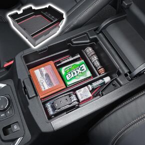 Center Console Organizer Tray Compatible with Chevy Traverse 2018-2021 2022 2023 Accessories, Insert Secondary Storage Box ABS Material Armrest Tray Black
