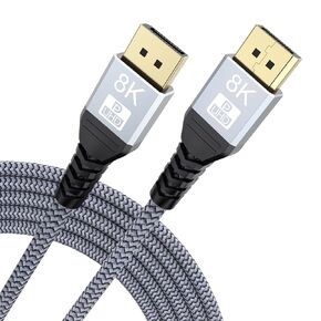 8K DisplayPort Cable 12FT, Display Port Cable 12 Feet in-Wall CL3 Rated DP to DP Cable 1.4 (8K@60Hz, 4K@144Hz, 2K@240Hz, 32.4Gbps, Dynamic HDR, 3D, HDCP2.2) for Monitor, Graphics, PC, Laptop