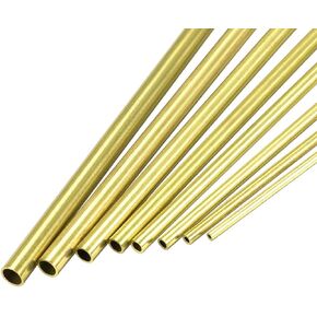 uxcell Brass Tube, 2mm 2.5mm 3mm 3.5mm 4mm 4.5mm 5mm 5.5mm OD x 0.5mm Wall Thickness 300mm Length Seamless Round Pipe Tubing, Pack of 8