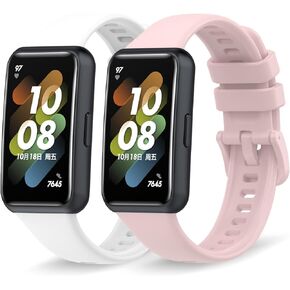 [2 Pack] Sport Silicone Replacement Wristbands Straps Compatible for Huawei Band 7
